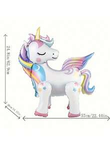 1 件独角兽铝箔气球，用于生日派对装饰，彩虹独角兽派对用品，小马驹气球，用于生日装饰 - 彩色 - 查看 3