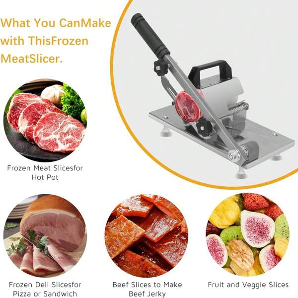 Rebanadora manual de carne congelada, cuchilla de carnicero de acero inoxidable para res, cordero y rollo de cerdo, máquina rebanadora de alimentos para cocina doméstica|Cuchillo de cocina para usar