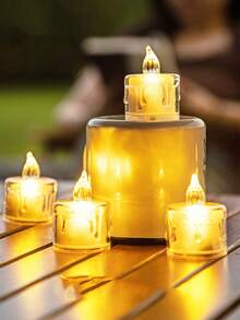 2/3/5/12/24pcs Acrylic Crystal Drip Pattern LED Electronic Candle Lights (Battery Included), Indoor Decorative Tea Light Candles, Flameless Simulated Candle Lights, Suitable For Wedding Decoration, Christmas Decoration, Holiday, Home Decor, Tabletop Decor Candles - Huang Guang - View 10