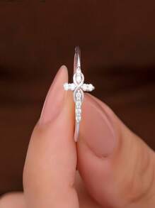 1pc Ladies' Cross Ring, Engagement Ring,Promise Ring, Do Not Change Color, Give Your Daughter Sisters Belief Baptism Jewelry