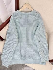 New Loose Knit Cardigan For Women, Thickened Soft Oversized Long Sleeve Plus Size Sweater Coats, Suitable For Spring, Autumn And Winter