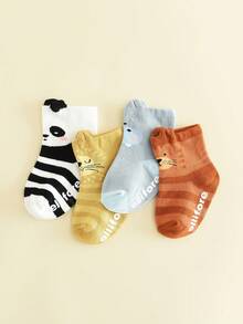 4 双防滑婴儿袜，婴儿船袜，适合男婴和女婴 - 彩色 - 查看 2