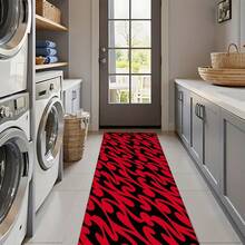 1 pieza Alfombra de cocina antideslizante de silicona con patrón abstracto minimalista fluyente impresa, tapete de piso, alfombra de entrada, alfombra rectangular impresa en 3D, apta para sala de estar, dormitorio, pasillo, baño, lavandería - Alfombra de poliéster, para decoración del hogar interior y exterior