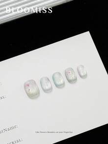 10片手工制作短款按压指甲，手绘制作，夏季指甲，可重复使用假指甲美甲用品指甲