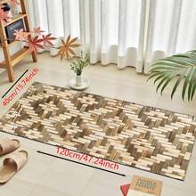1 pieza, alfombra de cocina hecha a mano con cuerda de paja y estampado de bambú, antideslizante de diatomita, alfombra rectangular impresa en 3D, adecuada para sala de estar, dormitorio, pasillo, baño, lavandería - Alfombra de poliéster para decoración del hogar, interior y exterior