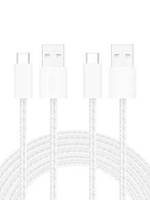 USB A To USB C Cable 2 Packs(3.3/6.6ft)Type C Charger, Phone Charger Cord, Soft, Braided, Flexible Compatible With Apple 16 & 15, Galaxy S25,S24,S23 Pixel 9, IPad Pro, Switch & More - Black Compatible With IPhone 16, 16 Pro Max, 15, 15 Plus, 15 Pro, 15 Pro Max,Compatible With Redmi, Compatible With OnePlus - White - View 9