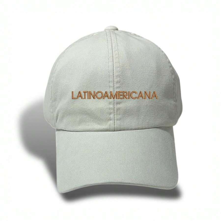 Unisex Dad Hat In 100% Cotton Twill Curved Brim Personalized Latinoamericana - Nâu thêu màu be nhạt - Xem 1