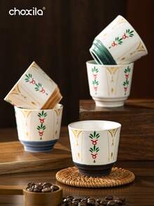 choxila 1个150毫升陶瓷咖啡杯，中东沙特咖啡杯，卡布奇诺蜡烛杯，节日礼物，适合下午茶、家庭聚会、餐厅、咖啡馆、露营等场合。 - 馬克杯 - 查看 1
