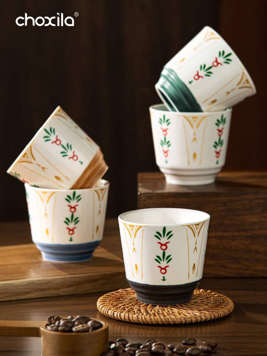 choxila 1个150毫升陶瓷咖啡杯，中东沙特咖啡杯，卡布奇诺蜡烛杯，节日礼物，适合下午茶、家庭聚会、餐厅、咖啡馆、露营等场合。 - 馬克杯 - 查看 1