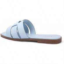 Dressy Summer Flat Sandals With Square Open Toe - Light Blue - View 7