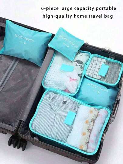 6pcs Large Capacity Portable High-Quality Travel Luggage Packing Cube, Suitcase, Clothing Storage Bag, Folding Organizer Bag, Shoe Bag, Underwear Bag, Travel Essentials, Travel Backpack, Travel Bag, Luggage, Travel Equipment, Back-To-School Moving Bag Organizer Bag
