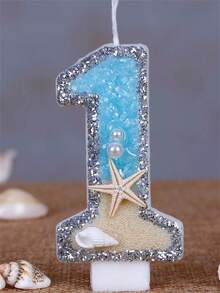 1pc Digital Candle, Beach Starfish Birthday Cake Shaped, Paired With Party Candles, Creates Summer Theme Ambiance - Multicolor - View 16
