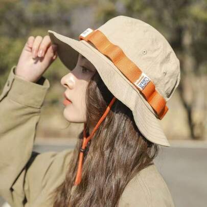 1pc Men's Color Block Fisherman Hat, Fashion Sun Protection Hat, Casual Bucket Hat Suitable For Spring/Autumn Outdoor Travel, Beach Party, Summer Fishing, Unisex Wide Brim Sun Hat, Reversible Design