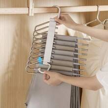 1 件不锈钢多层裤架，可折叠衣柜衣架，裤子收纳架，无缝防滑收纳架 - 彩色 - 查看 5
