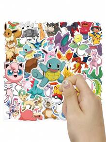 pokemon 50pcs Pokemon Cartoon Graffiti Stickers, Decorative Stickers For Scrapbooking, Gifts, Student Handmade Materials, Waterproof Stickers For Car, Luggage, Cup, Stationery