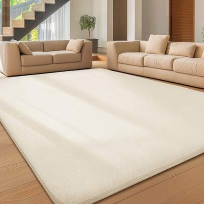 Sour Lemon Weicher Wohnzimmerteppich, 160 x 230 cm glatter Kaninchenfellteppich, kurzer Flor, rutschfest, moderne rutschfeste Teppiche für das Schlafzimmer, luxuriöse Raumdekoration