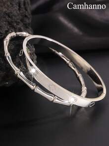 Camhanno 两件简约时尚、优雅迷人的不锈钢竹节锆石手链，不同形状和款式组合，为您的美丽加分，适合日常佩戴，送给爱人/闺蜜。 - 金黃色 - 查看 5