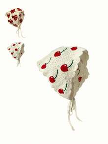 女士 Bandana 1 件针织樱桃音乐节头带发饰，学校用品，学院