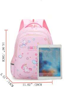 新款尼龙卡通可爱儿童反光条背包，女童尼龙书包 - 粉色 - 查看 2