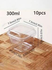 10个装方形慕斯蛋糕盒，蛋糕、布丁、冰淇淋、糕点、烘焙食品包装盒，带盖 - 透明 - 查看 8