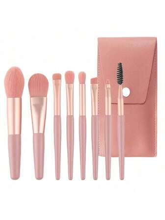 8PCS Makeup Brush Set + PouchIncludes: Blush Brush ,Foundation Brush , Blending Brush ,Nose Contour Brush ,Eyeshadow Brush , Eyebrow Brush ,Lip Brush ,Eyelash Brush Compact And Travel-Friendly Beauty Tools For On-The-Go Makeup Touch-Ups.,Brush Set,Makeup Brush Kit,Make Up Brush Set,Make Up Set Complete,Makeup Brush Set,Complete Makeup Kit,Brush Kit,Brushes Makeup Set,Makeup Gift Set,Set