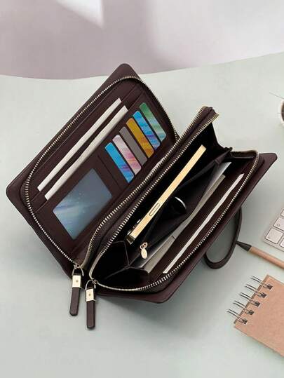 HOVI'S Classic Solid Color Retro Clutch Bag Simple Business Large Capacity Lightweight Waterproof Men's Daily Commuting Mobile Phone Bag