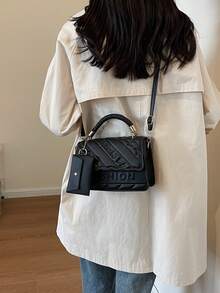 Bolso de mujer de alta calidad, de moda y versátil para el hombro/cruzado, bolso cuadrado, verano 2025 - Negro - Ver 6