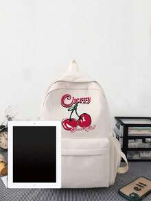 卡通樱桃印花女孩背包大容量笔记本电脑背包，返校经典休闲背包大学背包轻便学校书包，适合女孩男孩，女孩背包书包适合中学青少年背包，防盗笔记本电脑背包旅行背包书包礼物
