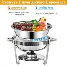 6 Liter Speisewärmer Runde Heizschale Edelstahl Buffetwärmer Suppenwärmer Bain-Marie Speisewärmer für Restaurants, Cafeterias und Schulen (Silber)