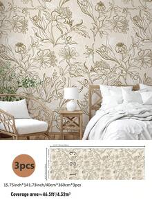 SUPSTICKER 3 件复古花卉、水果和鸟类图案墙面装饰贴纸（无粘合剂，用户需要购买胶水），适用于墙壁、浴室、橱柜、房间壁纸墙纸墙贴房间装饰 - 彩色 - 查看 15