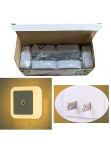 6个智能感应插电式小夜灯，LED方形氛围灯，婴儿房夜灯，节日装饰灯，适用于家居、墙壁、厨房、游戏室、派对、生日、婚礼、卧室、书房、浴室、毕业典礼、学校、餐厅、酒吧等场所。 - 美規A型插(110-127V) - 查看 15