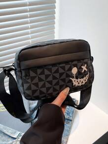Borsa a tracolla sportiva casual da uomo alla moda a quadri, piccola borsa quadrata da business