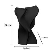 ORIZZONTE Modern Dual Wobble Sculptural Vase - Decorative Vase For Fresh Or Dried Flowers, Organic And Minimalist Design For Home, Office, Desk Or Shelf Decor, 14.9 * 12.1 * 24 Cm, 100% Made In Italy - Black - View 5