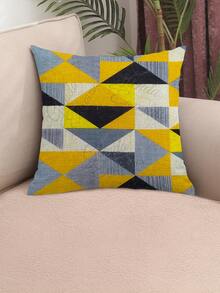 (4 Units) 45x45 Pillow Covers – 2 Plain And 2 Printed – Assorted Colors – AL - Vàng-Xám Hình Tam Giác - Xem 3