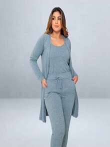 3-Piece Lanzinha Set – Elegance And Comfort A Perfect Combo For The Cold - Baby Blue - View 1