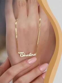 1pc Gold Rose Gold Custom Personalized 18K Gold Name Necklace, Custom Name Necklace, Personalized Jewelry For Her Personalized Gift, Custom Gift Mother's Day Gift For Family Birthday Gift Christmas Gift Valentine's Day Gift Gold,Rose Gold Stylish,Fall Fashion,Vintage,Unisex,Simple,Casual,Hipster,Goth,Punk Custom,Personalized,Unique Ideal Gifts For Her Her,Boyfriend,Girlfriend,Dad,Mom,Family,Friends,Pets,Son,Daughter,Grandparents For Anniversaries,For Valentine's Day,For Mother's Day,For Birthdays,For Graduation,For Father's Day,For Weddings,For Daily Wear,For Party,For Prom,Black,Silver,Gold,Stylish,Colorful,Vintage,Simple,Unisex,Casual,Cuties,Custom,Personalized,Unique,Ideal Gifts For Him,Ideal Gifts For Her,Her,Boyfriend,Girlfriend,Dad,Mom,Family,Friends,For Anniversaries,For Birthdays,For Graduation,For Prom,For Party,Chic Autumn,Delicate Romance - Multicolor - View 21