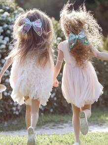4 piezas Moños de cabello con purpurina y hojas doradas en miniatura de colores brillantes para el cumpleaños de niñas, accesorios para el cabello para niñas, niñas pequeñas y adolescentes para fiestas
