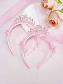 1 pezzo Cerchietto con corona rosa come accessorio per capelli per bambine, fermaglio per capelli con farfalla carino, cerchietto per principessa