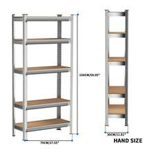Royalswill Heavy-Duty Utility Shelving, 150 Cm/180 Cm Screwless Storage Rack, Industrial Storage Rack, Supermarket Display Rack, Super Strong Load-Bearing Capacity, Adjustable Storage Layers, Suitable For Living Rooms, Kitchens, Garages, Workshops, Supermarkets And Shops. - Silver - View 11