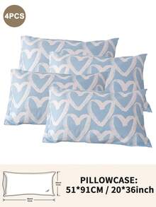 1pc/2pcs/4pcs Polyester Heart Pattern Pillowcase (Pillow Insert Not Included), Soft & Comfortable, Suitable For All Seasons - Multicolor - View 32