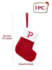 1 pieza Calcetín navideño de punto rojo de 10 pulgadas, calcetín colgante con letras en inglés y copos de nieve, para decoración de fiestas navideñas 2026, suministros y decoración de habitaciones navideñas, calcetín navideño personalizado con inicial, decoración navideña del hogar y familiar, adorno del árbol de Navidad, paquete de regalos sorpresa de Nochebuena, disfraces y favores de fiesta navideña