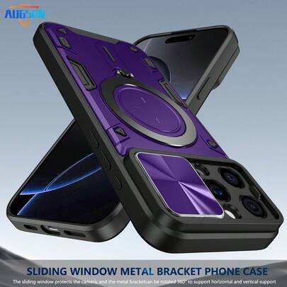 磁性 + 支架全新军用级手机壳，带 360° 旋转指环支架，防震手机保护套，兼容 Apple 11/12/13/14/15/16 ProMax、S25U/S22/23/24+、A04/A05/A14/A15/A24/A25/A34/A54S、Chinkee、OPPO、VIVO、Redmi Note 13C+、HONOR X7/X8/X9B、OPPO/VIVO 型号，TPU 材质全身手机壳防水防摔防刮