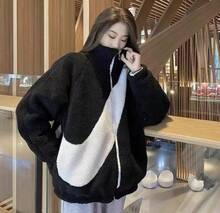 Nike Women's Reversible Oversized Logo Sherpa Fleece Jacket, Thick - Black - View 6