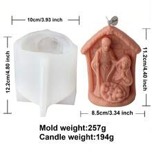 Moldes de silicona para escena de Navidad - Sagrada Familia, Ángel, Formas de Castillo, Duraderos y de fácil desmoldeo, Multiusos para velas/yeso/resina/arcilla, Ideal para decoración navideña DIY y regalos hechos a mano - Blanco - Ver 14