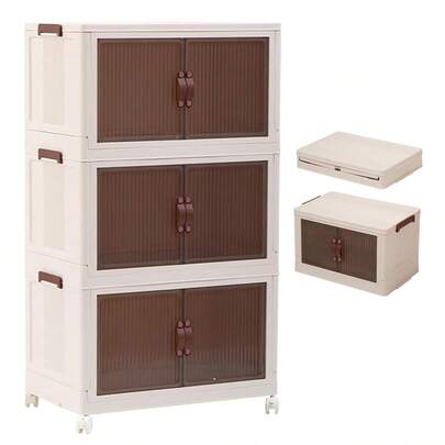 Armario Organizador Dobravel 3 Andares Empilhavel Organizaçao Objetos Roupa Multiuso Quarto casa Lavanderia Banheiro Cozinha Decoraçao