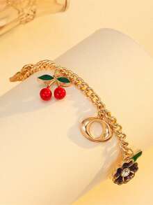 1pc Sweet Cherry Decor Bracelet, Simple Design For Teens, Style - Multicolor - View 10