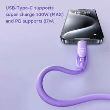 4-In-1 Liquid Silicone Multifunctional Super Fast Charging USB A/Type-C/Lightning LED Lighting Cable, Efficient Data Transfer Compatible With IPhone 16/15/14/13/12/11/Xs/Xr/8/7/6, S24 Ultra/S24/S23 Ultra/S23/S22/S21, Universal Data Cable Compatible With IPhone, Android, Camera, MP3 Universal Adapter Charger