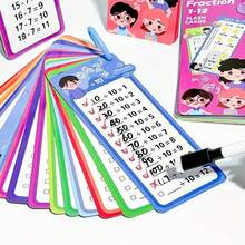 1 Set de Tarjetas Didácticas de Matemáticas para Niños, Juego de Aprendizaje de Dígitos, Práctica de Suma, Resta, Multiplicación, División y Fracciones, Reutilizables y Borrables, Ayudas Educativas de Escritura - Multicolor - Ver 6