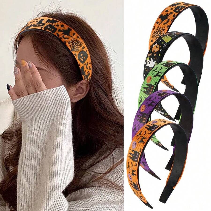 1pc New Festive Atmosphere Headband, Versatile Printed Ghost High Crown Wide-Brim Headpiece - Multicolor - View 1