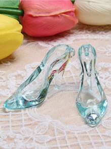 12pcs Mini Plastic Crystal Shoes, 3.5 Inch Transparent High Heel Shoes Decor, Funny High Heel Figurine Decorations, Suitable For Wedding, Birthday Party, Desktop Decor, Adult Gift
